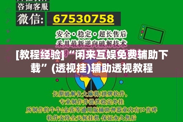 [教程经验]“闲来互娱免费辅助下载”(透视挂)辅助透视教程