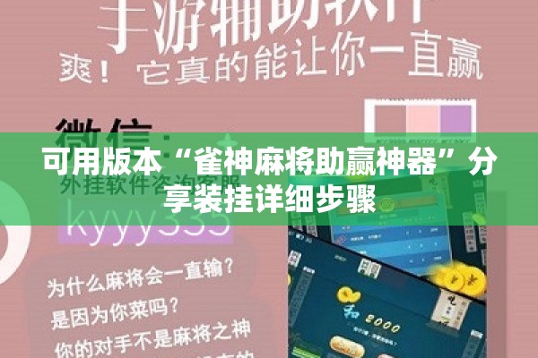可用版本“雀神麻将助赢神器”分享装挂详细步骤