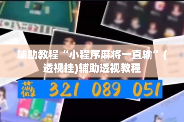 辅助教程“小程序麻将一直输”(透视挂)辅助透视教程